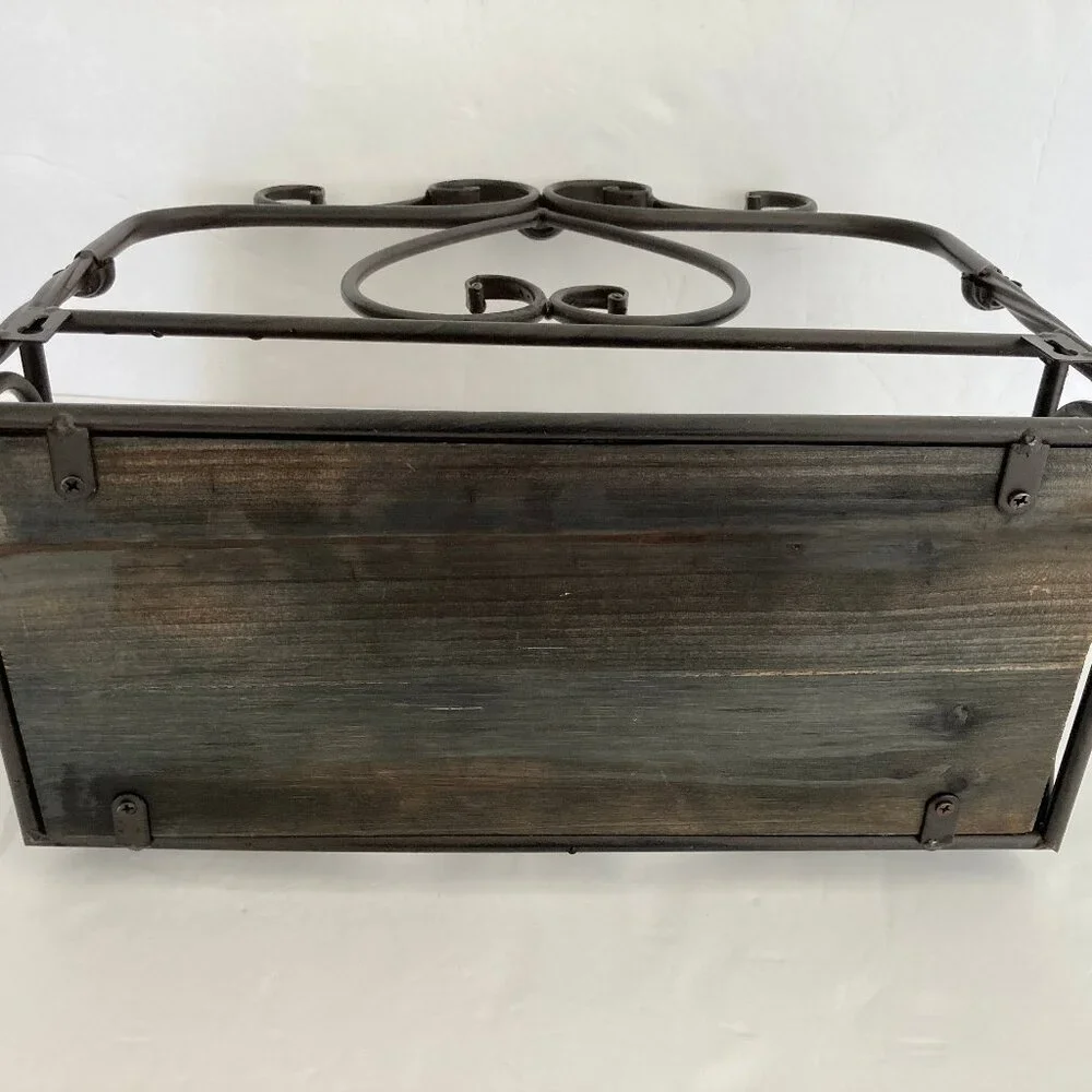 Vintage Wooden Iron Scroll Wall Shelf 12